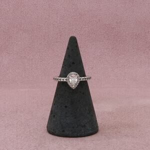 pandora sterling silver sparkling pear halo cz ring size 4.5
